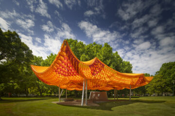 All(Zone) Opens Orange-Colored MPavilion Exploring The “Possibilities Of Fabric-Based Architecture”