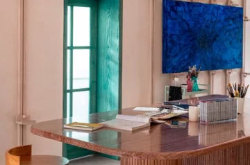 Mediterranean hues flow into renovated artist studio space in india