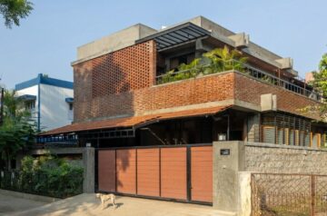 onebulb architecture’s passive brick house in india winds communal and meditative spaces