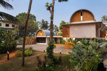 LIJO RENY fronts the stoic wall residence with fluted terracotta blocks in kerala